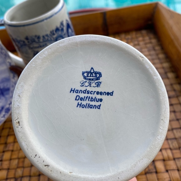 VTG Delft Blue GKB Handscreened Heineken Beer Steins & Delft Blue Delfino Plate - Picture 6 of 10